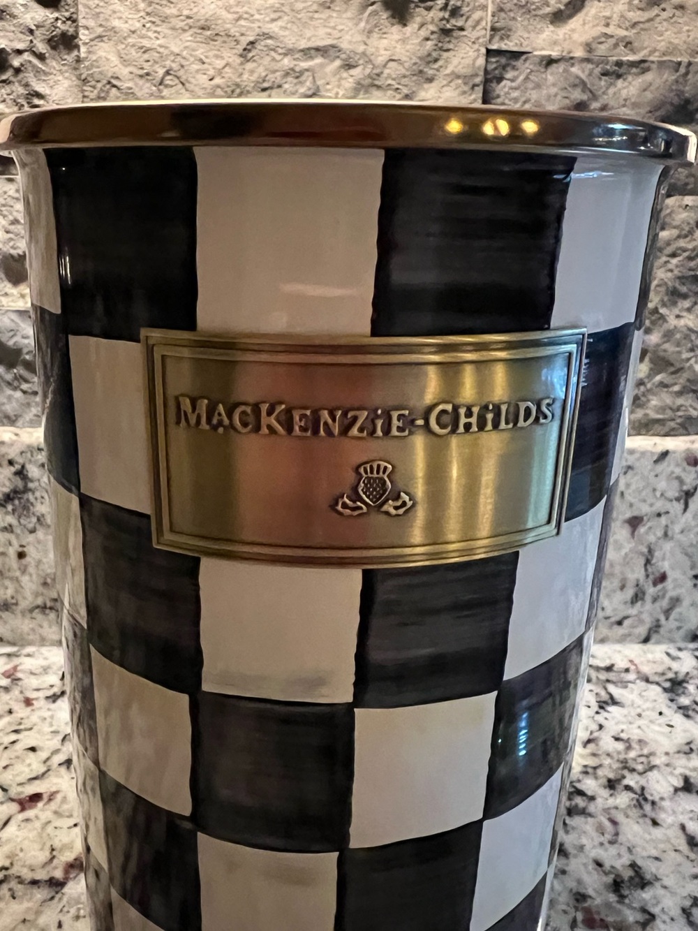 Mackenzie-Childs Courtly Check Enamel Utensil Holder. New w/ tags. - Picture 10 of 12